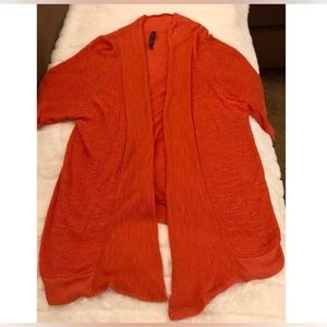 Coral Textured Open Front Light Cardigan Knit Absolutely Creative - M Medium